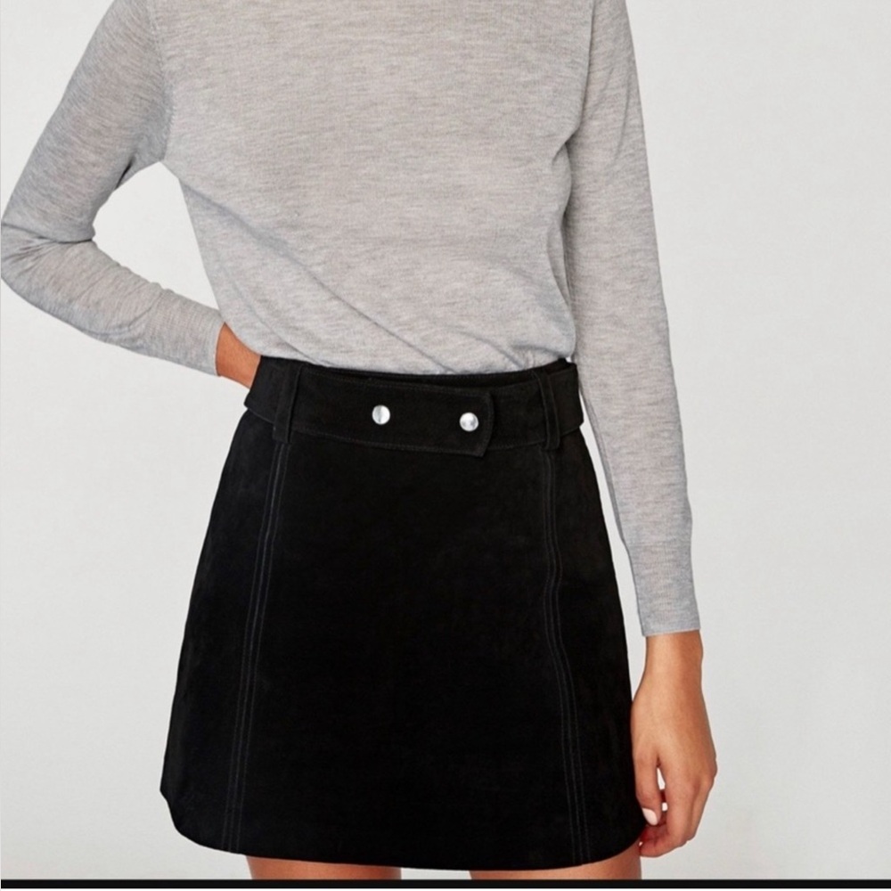 Zara Emerald Green Belted Leather Skirt